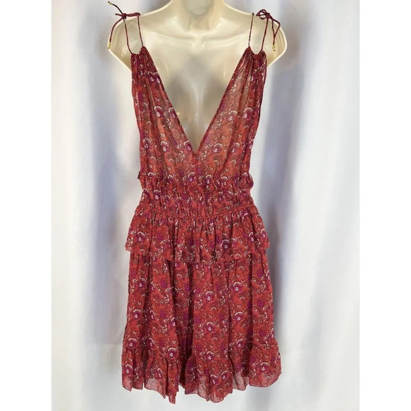 NWT Ulla Johnson Ruby Red Noelle Silk-georgette Dress $495 - Picture 7 of 14